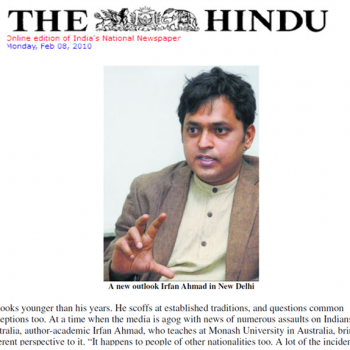 Interview with The Hindu about Islamism and Democracy in India, 2010